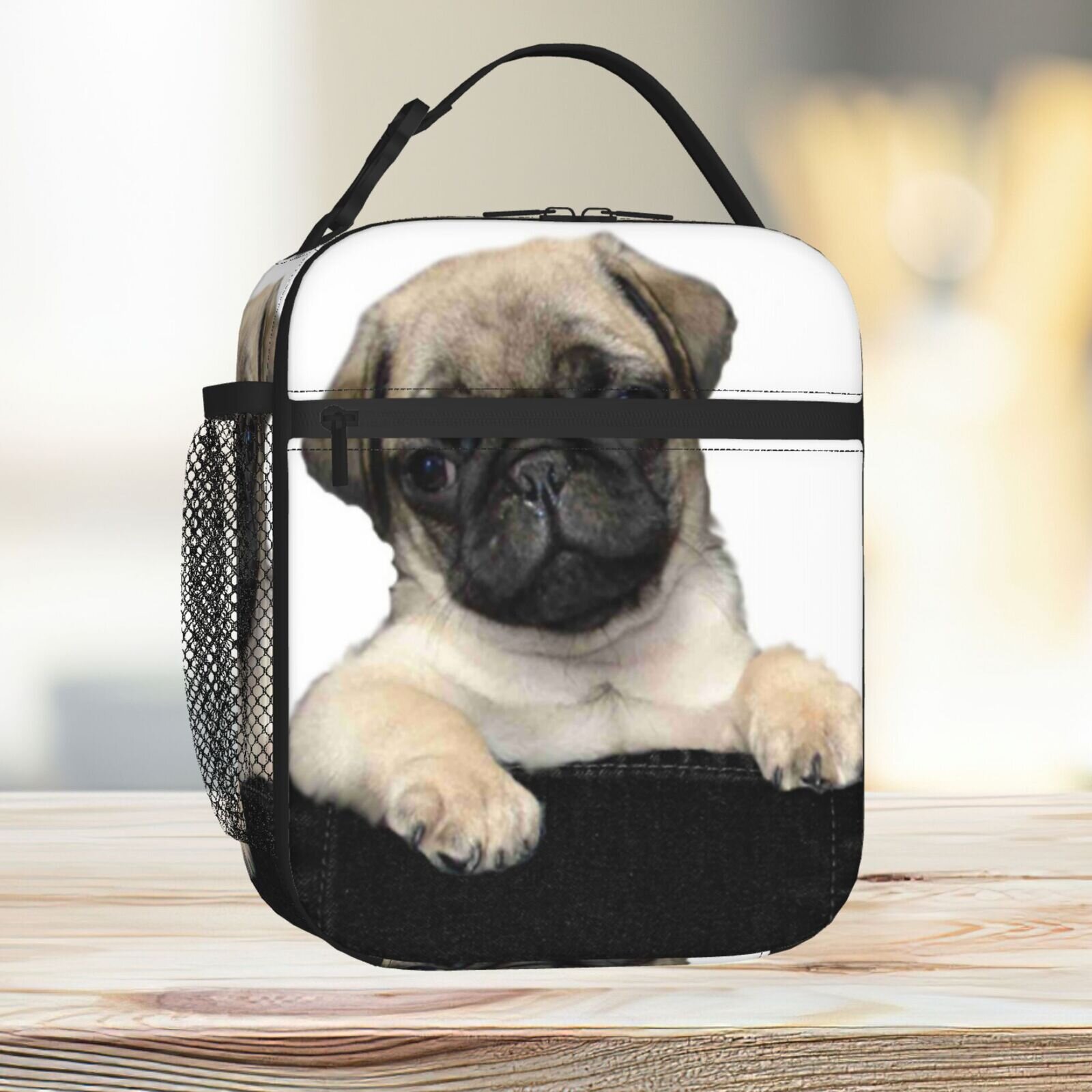 Lunch Bag Pug Tote Insulated Cooler Kids School Travel